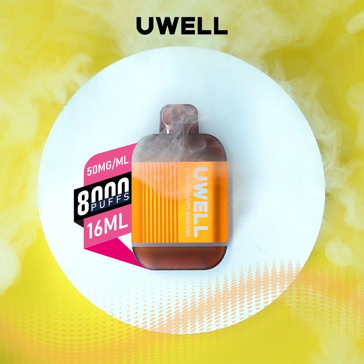 POD DESCARTÁVEL BE8000 – UWELL - STRAW BANANA pod descartável uwell be8000 strawberry banana